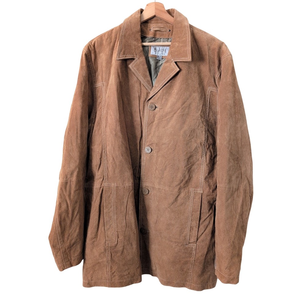 Vintage Wilsons Leather Julian Suede Blazer Jacket Tan XLT Men's Outerwear Coat